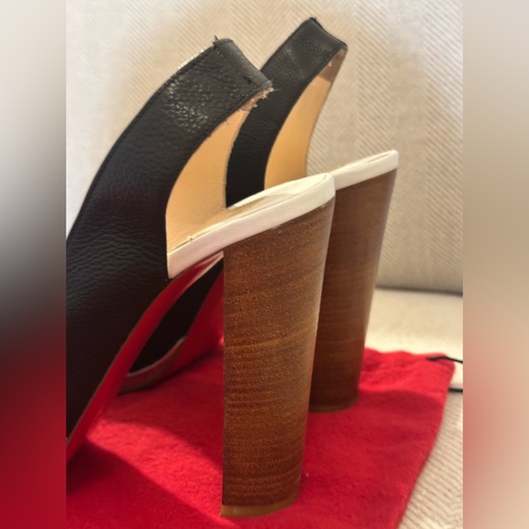 Authentic Christian Louboutin Chrome, White & Black Platform Heels - Picture 4 of 14